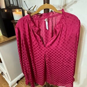 NY Collection Fuchsia Textured Blouse
